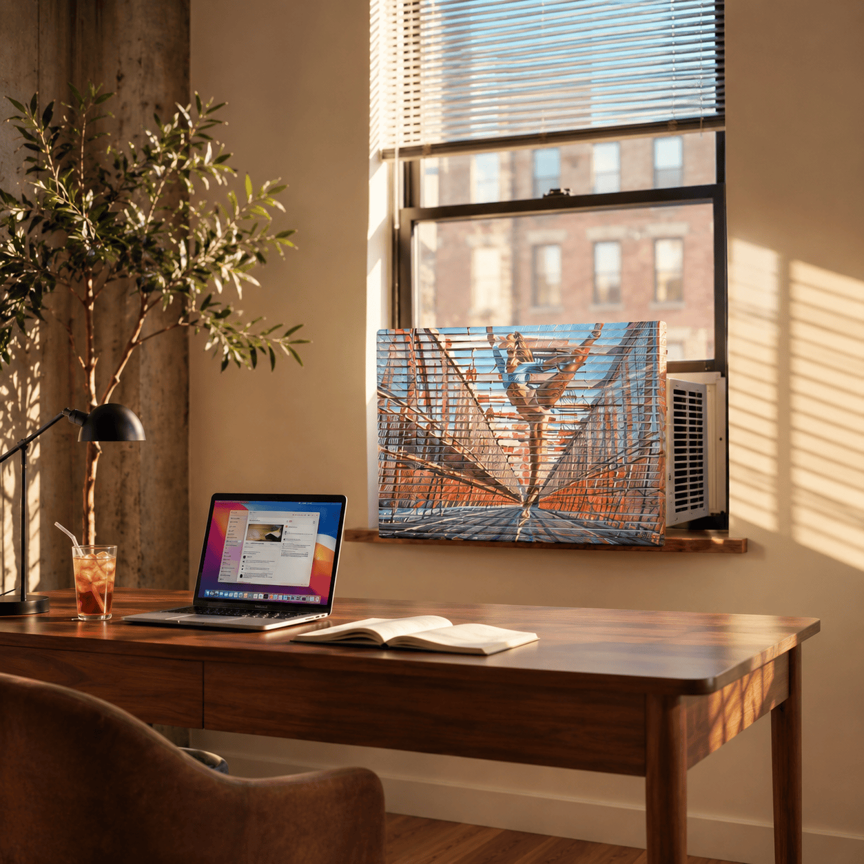 Pretty AC Ballerina decorative air conditioner cover installed on window [pretty:ballerina]