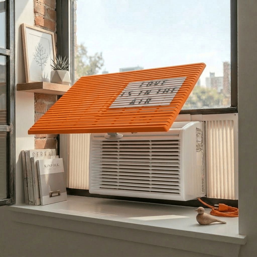 Pretty AC Love is in the Air decorative air conditioner cover installed on window [pretty:love]